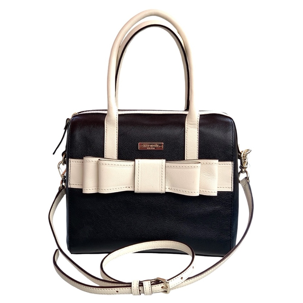 Kate Spade Kaiya Alice Black and White Leather Satchel Bag